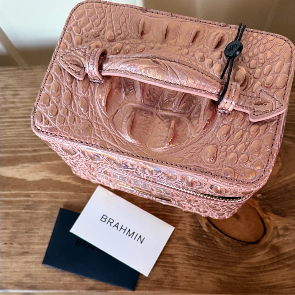 Brahmin Small Charmaine Train Case Rose Gold Melbourne Genuine Leather - Picture 4 of 7